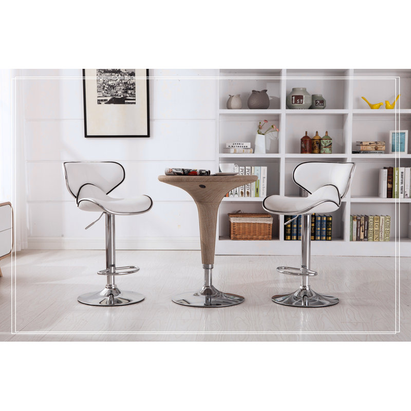 Ensemble de 2 tabourets pivotants réglables Masaccio avec base chromée Airlift, Blanc
