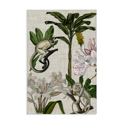 Vintage Monkey & Plants Canvas Wall Art by Vision Studio