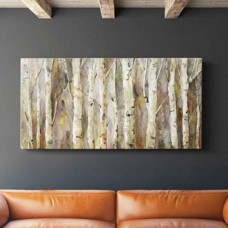 Birch Path- Toile tendue avec châssis - Prêt à accrocher, H 20 po x l 40 po