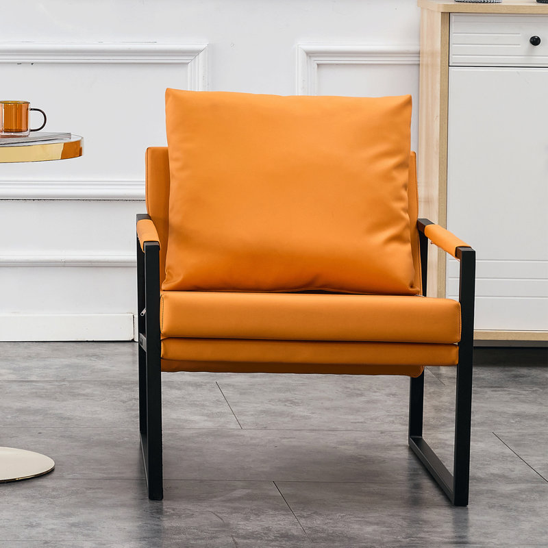 Michaelah Upholstered 26.8'' Sofa, Orange Faux Leather
