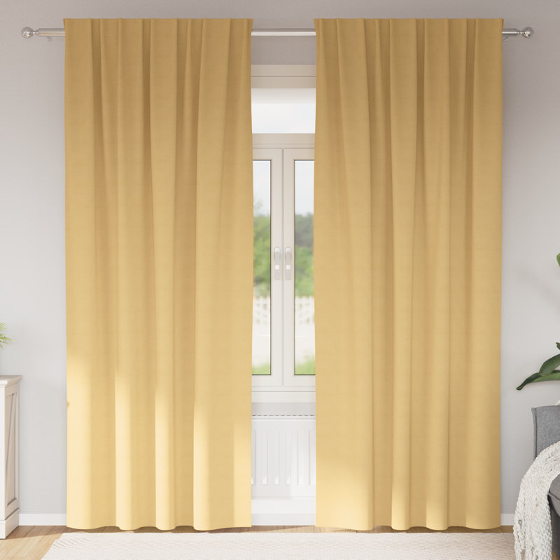 Curtains With Curtains 2 Pcs Polyester, Beige, 140cm Width x 245cm Drop