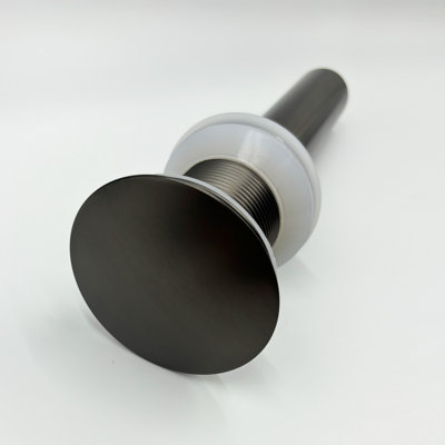 Vessel Sink Pop-Up Drain without Overflow 2.56 x 2.56 x 7.08 In 304 Stainless Steel Single Piece Bathroom Sink Drain Gunmetal with Push Button Stopper