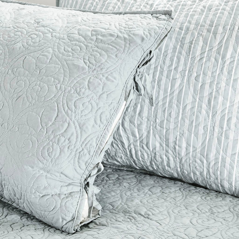6 housses de lit de jour réversibles de couleur grise compatibles avec 1 housse, 3 taies décoratives et coussin décoratif avec rembourrage en coton pour matelas de luxe de 6 pièces