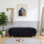 Banc de rangement ovale moderne en chenille capitonnée avec couvercle rabattable et pieds sphériques, idéal pour l'entrée et le salon.-2076028220