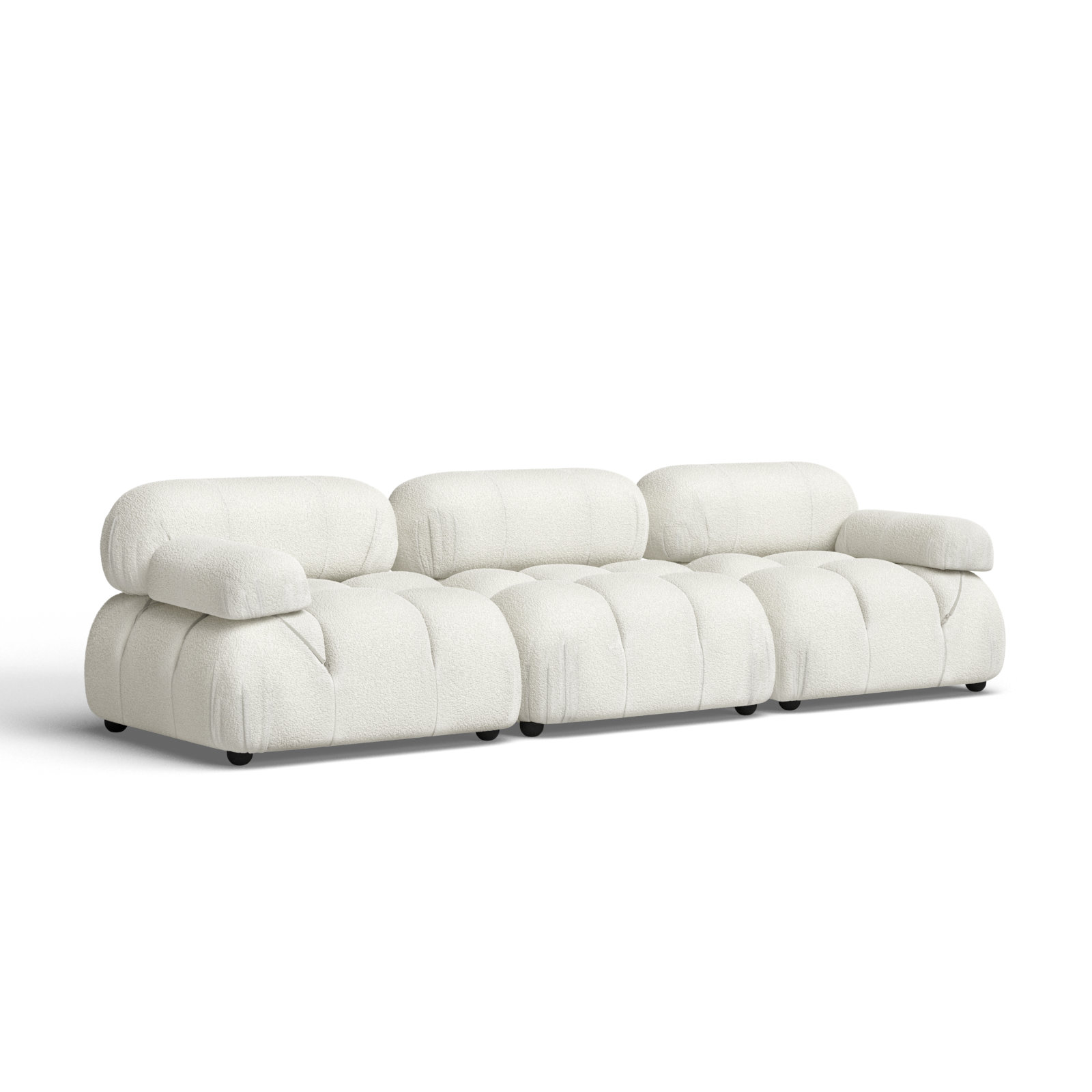 Sigma Upholstered Sofa, Ivory Boucle, 27.5" H x 109.5" W x 36" D, 3