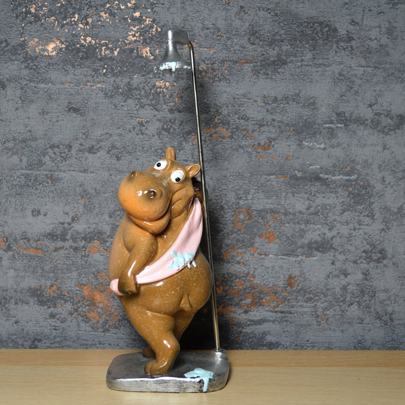 Dilley Hippo In The Shower Comical Figurine