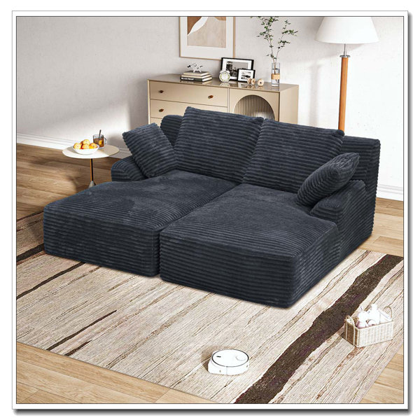 Latitude Run® 77.8" Oversized Double Chaise Lounge, Cloud Plush Sofa ...