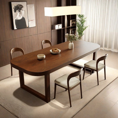 Solid wood round corner dining table rectangular
