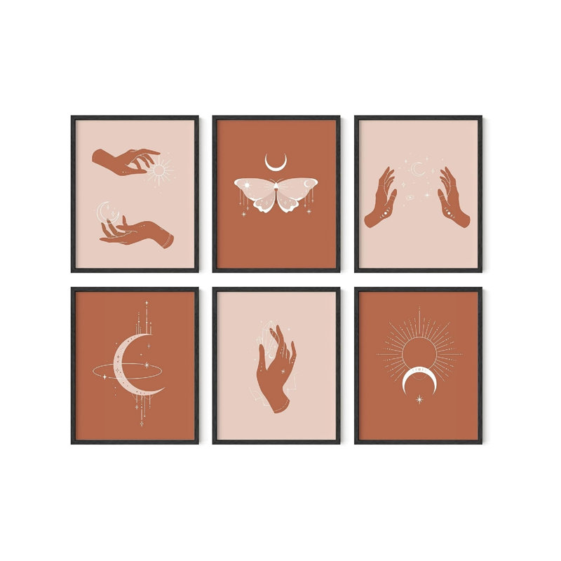 Ensemble de 6 décorations murales terrasses en terre cuite, boho, 8 po x 10 po, pour bureau et chambre à coucher