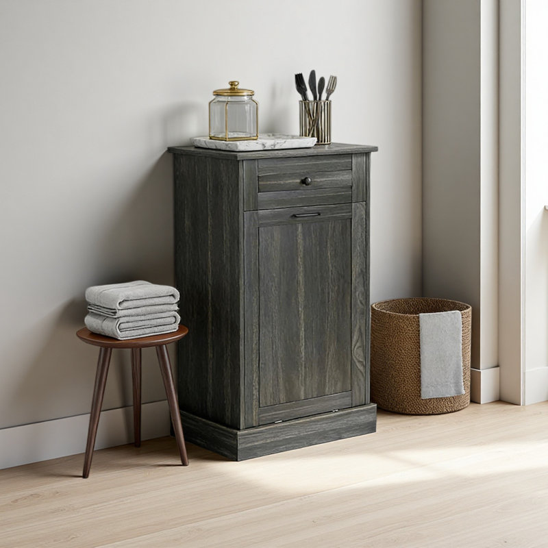 Trash Cabinet,Storage Cabinet(Trash Can Not Included), Gray/Charcoal