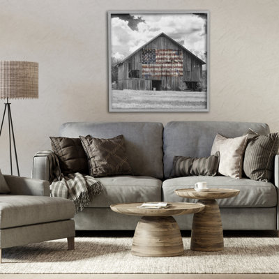 USA Flag Monochrome Barn Framed Giclee, design by Decent Exposures