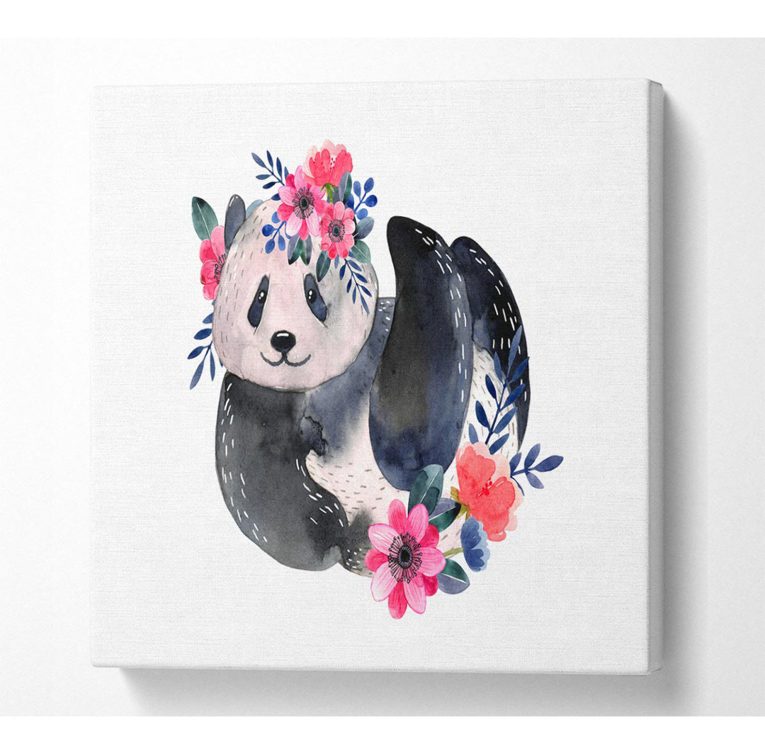 Niedlicher Panda mit Blumenmuster - Druck