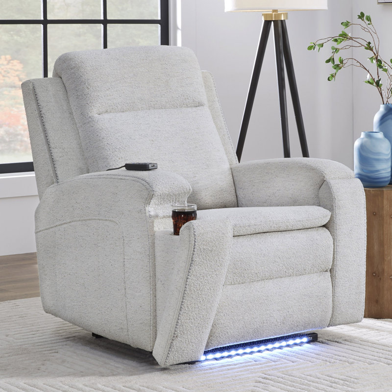 Fauteuil inclinable électrique Aboubakr avec chaleur, massage et glissement automatique, Mélange de polyester gris