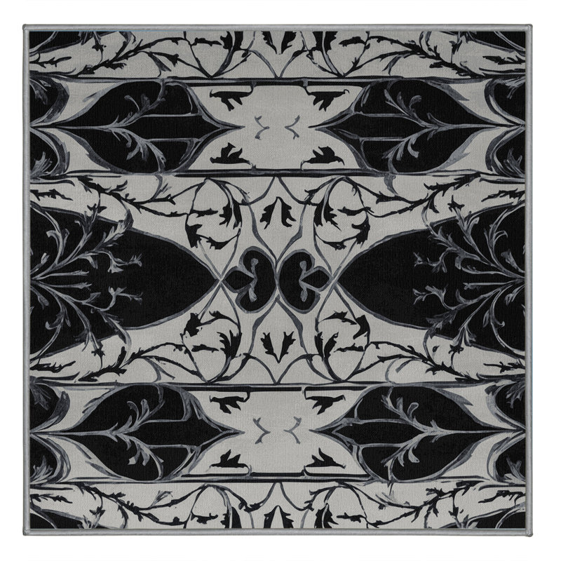 Obsidian Scroll Rug, Square 5'