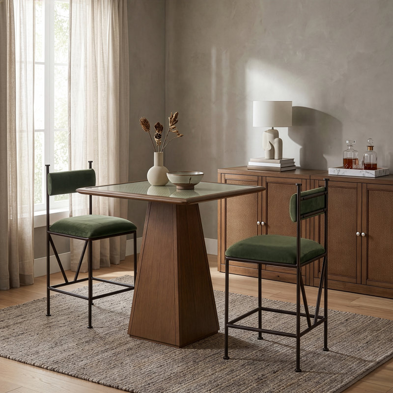 Tabouret de comptoir Monarch, Velours vert