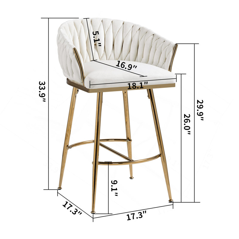 Ensemble de 2 tabourets de bar élégants à hauteur de comptoir pour une assise confortable, Beige