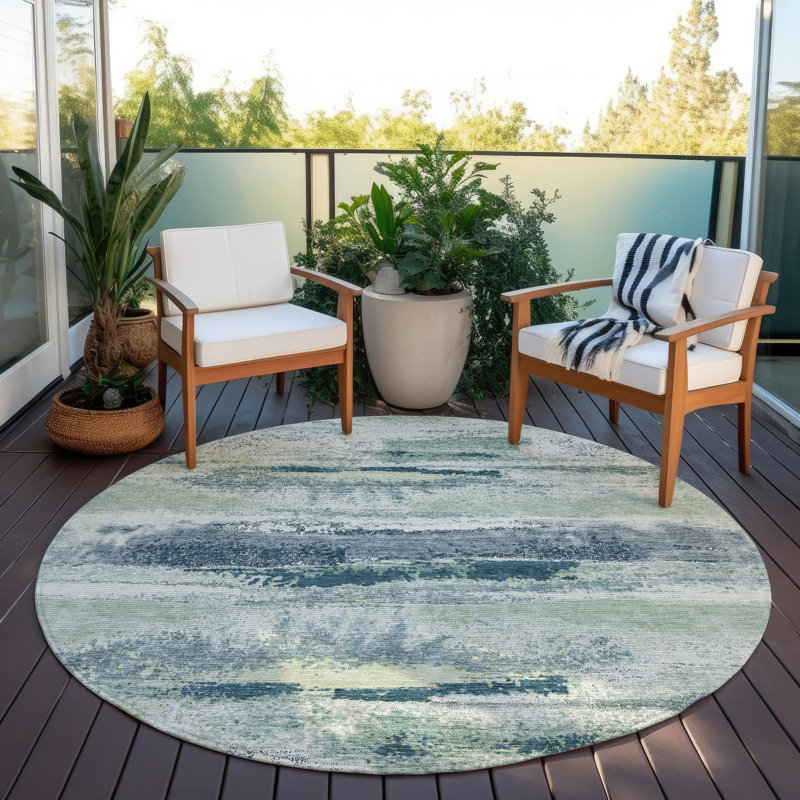 Aleighna Area Rug with Non-Slip Backing, Round 8'