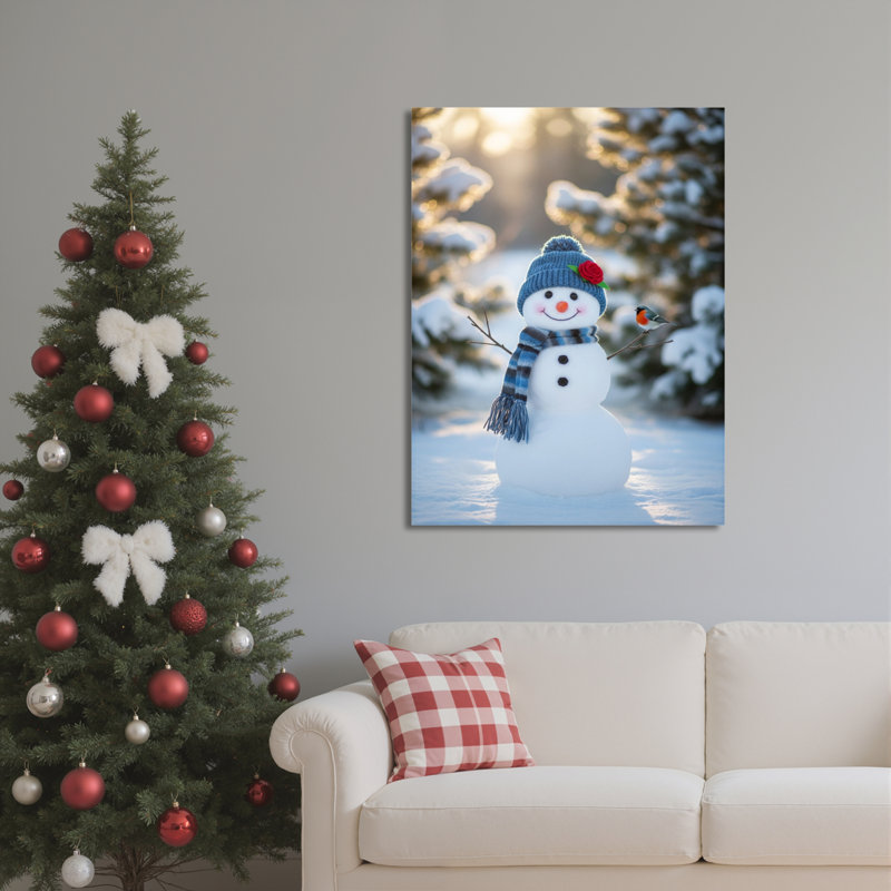 «Snowman Winter Scene», art mural sur toile, H 18 po x l 12 po