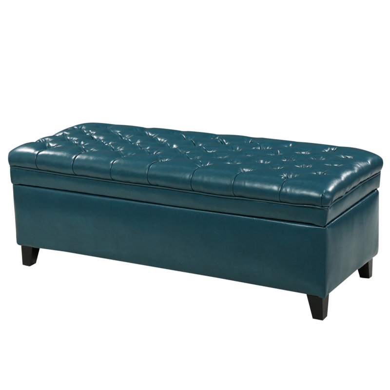 Banc de rangement rembourré Ayia, Sarcelle