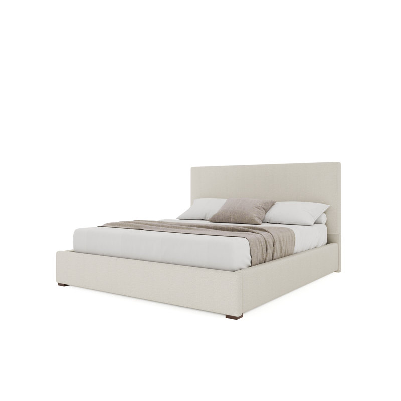 Lit tapissier moyen Moyra, Bouclé blanc cassé, Très grand