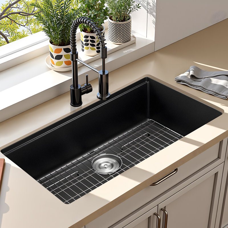 33 inch Granite Kitchen Sink Undermount Single Bowl Drop-In Basin for RV Bar