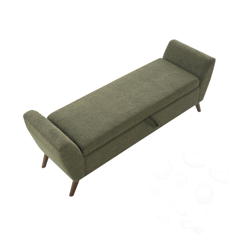 Upholstered Bench With Storage, Olive Green
