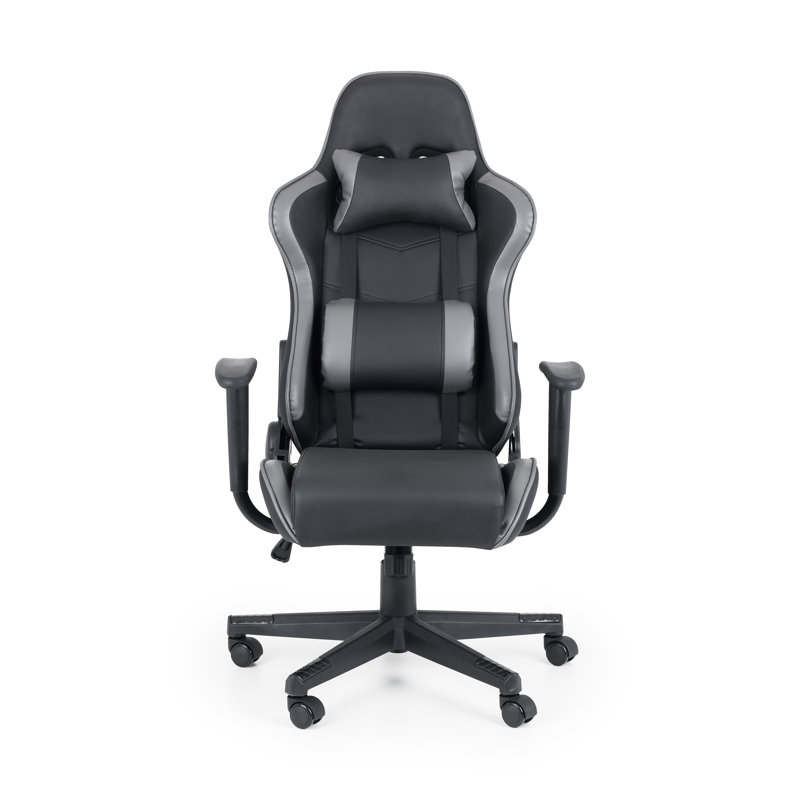 17 Stories Atong Adjustable Ergonomic Faux Leather Swiveling PC & Racing Game Chair in Black
