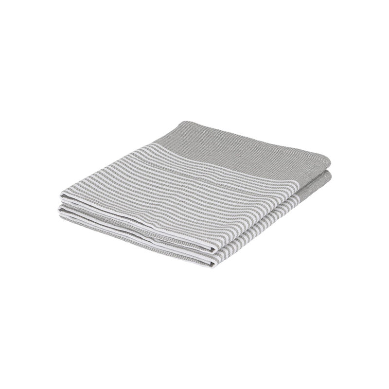 Nicola Spring Cotton Tea Towels - 70cm x 50cm - Grey Pinstripe, Light Grey