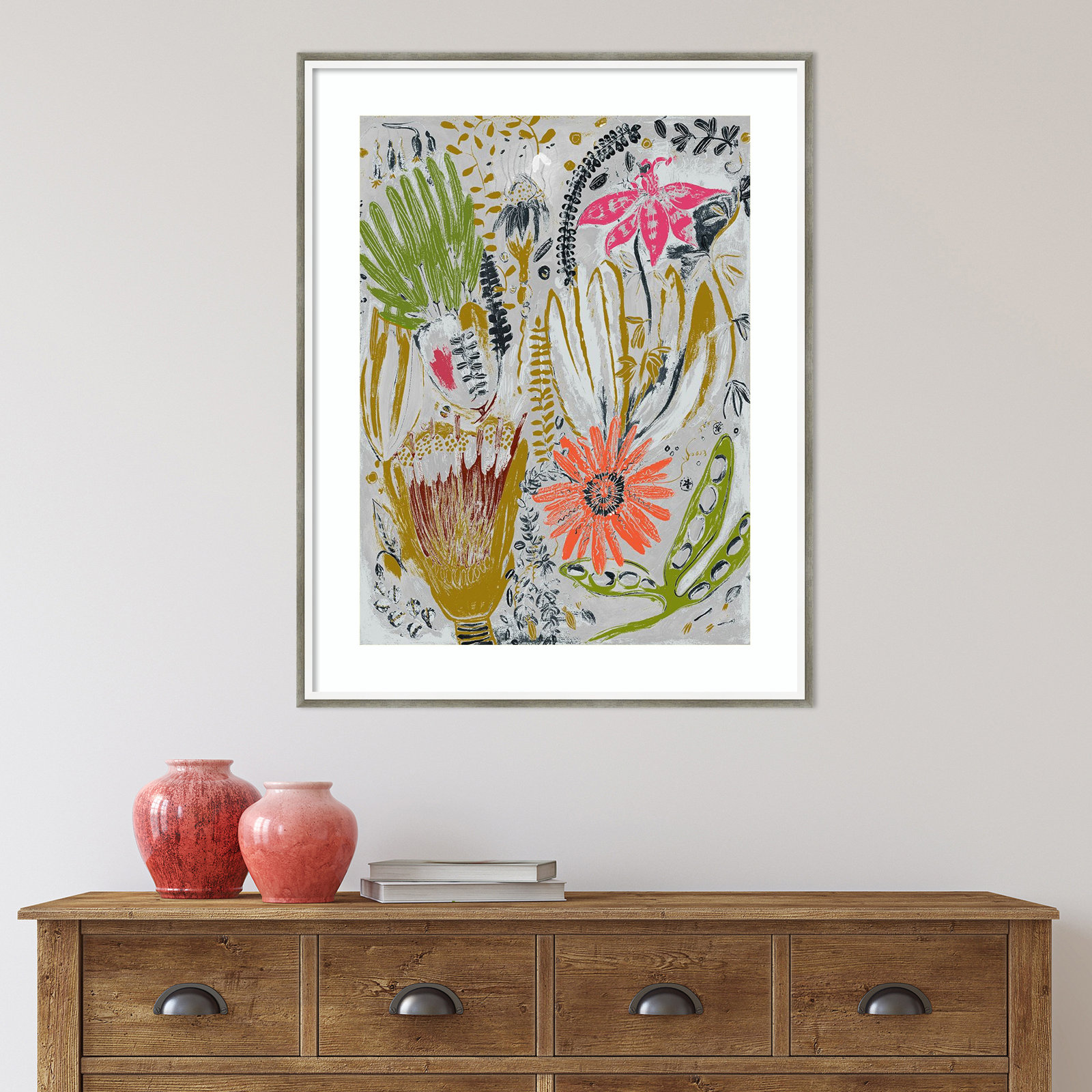 Tropical Blooms by Maya Woods, Gray, 26" W x 33" H