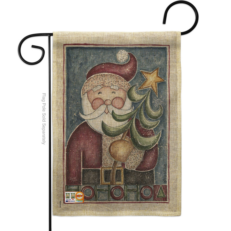 Drapeau de jardin 2 côtés en polyester 1 pi 6,5 po x 1 pi 1 po hohoho santa tree