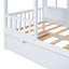 Lit simple en bois avec lit gigogne simple, lit de jour en bois, blanc
