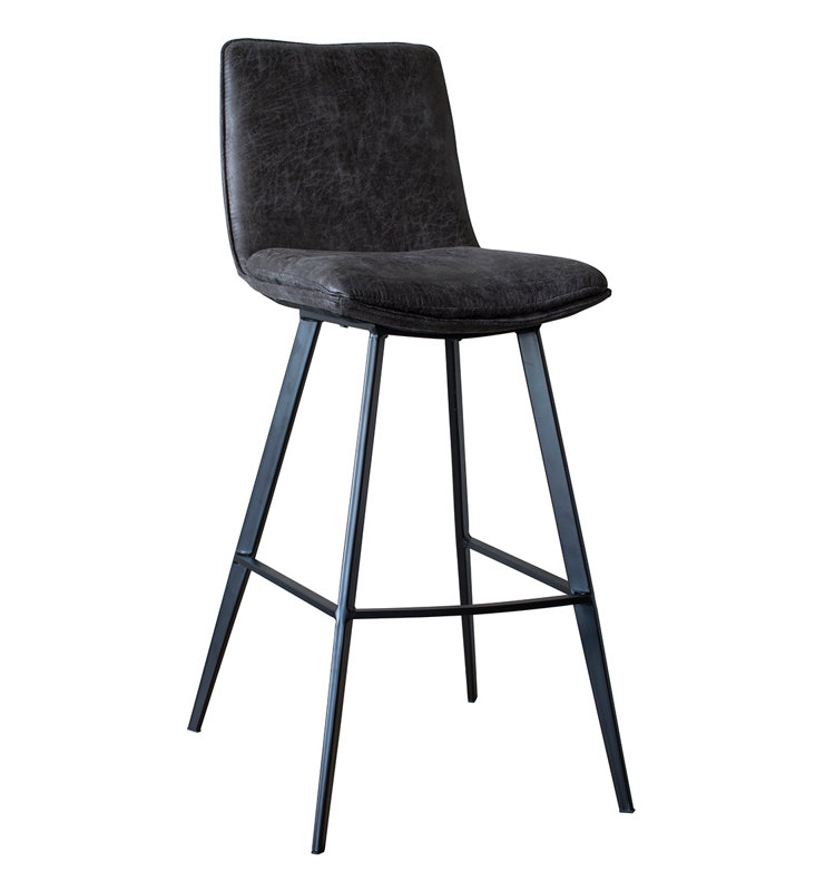 Catanzaro Upholstered Counter Stool with Metal Frame, Grey