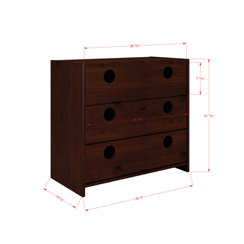 Commode anglaise 3 tiroirs Konni, Cappuccino foncé