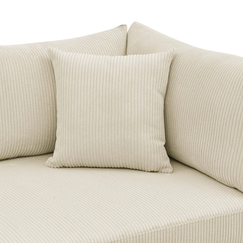 Alcantara Upholstered 89.5'' Sofa, Cream Corduroy