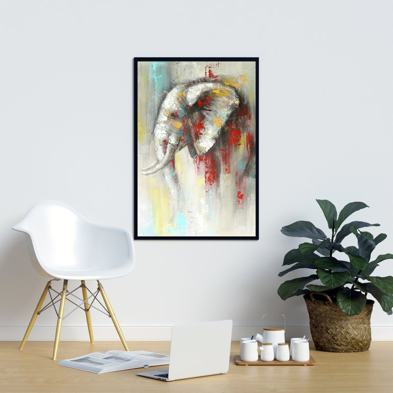 " Abstract Paint Splash Elephant ", 36" H x 24" W
