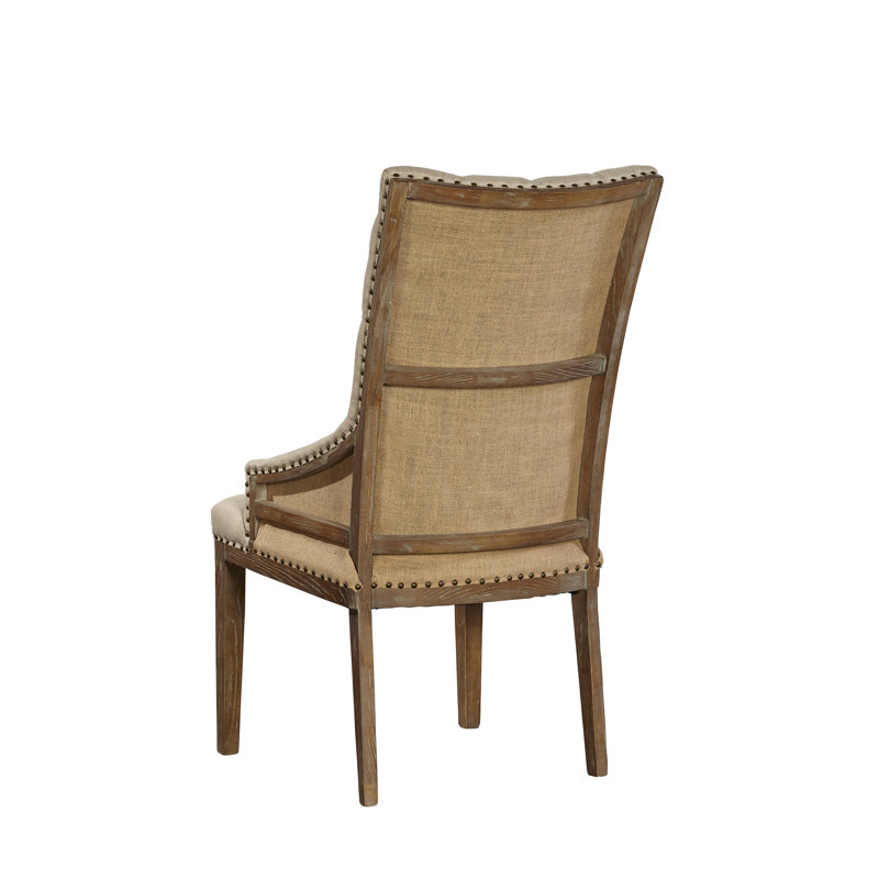 Yukon Tufted Linen Upholstered Oak Side Chair