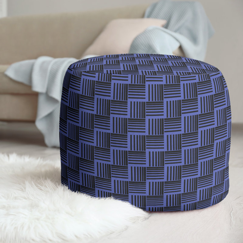 repose-pieds à rayures classic basketweave, Noir / bleu
