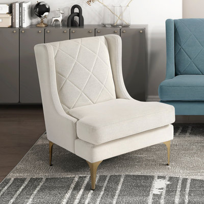 Fauteuil à oreilles de luxe moderne en tissu d'ameublement en chenille 1pc