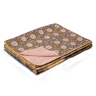 Kantha Quilted Throw Blanket