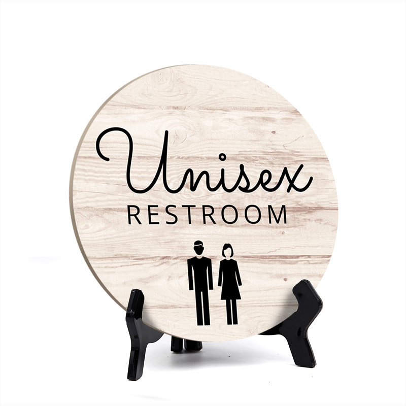 Plaque de salle de bain ronde ronde unisexe avec chevalet en acrylique