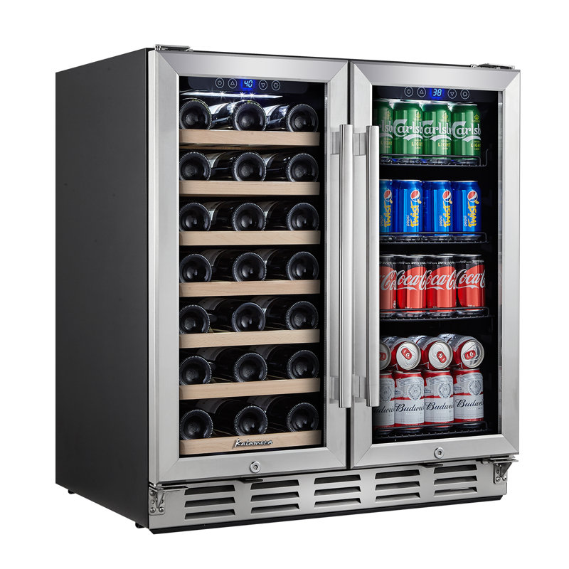 Kalamera 30inch Double Door Wine & Beverage Cooler With Dual Pane Glass 30 Bottle + 96 Cans