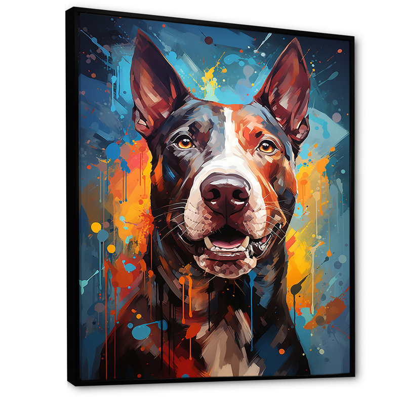 Impression sur toile Bull Terrier Boldness I, H 40 po x l 30 po x P 1,5 po, Cadre flottant noir