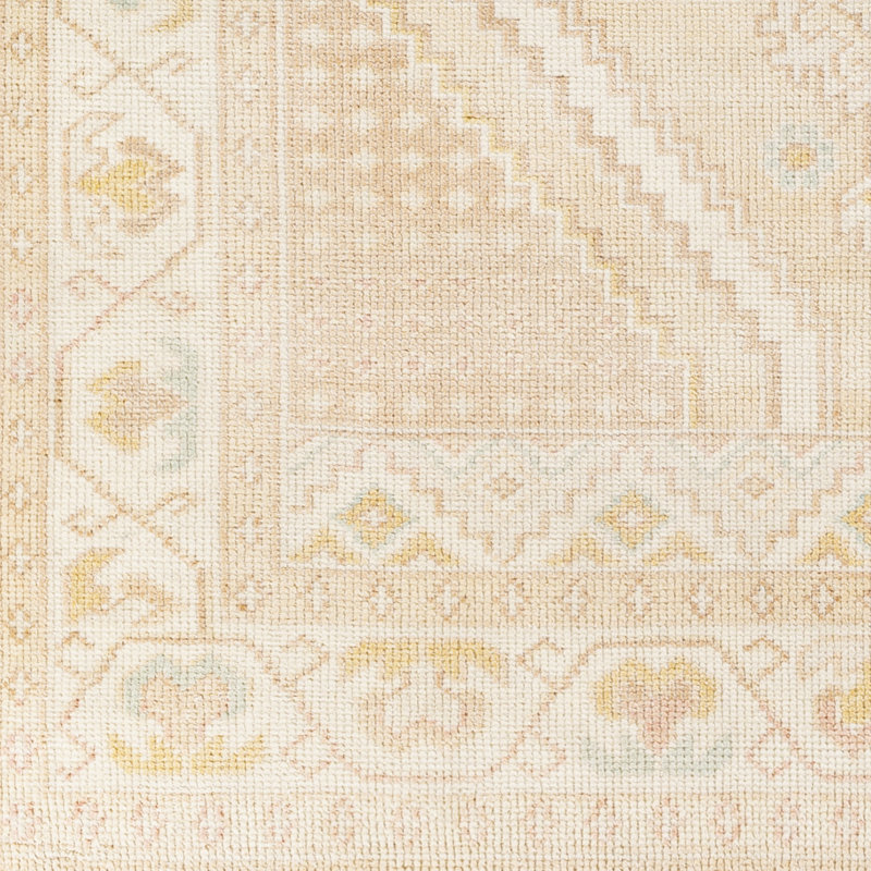 Oriental Hand Knotted Blush Area Rug, Rectangle 6' x 9'