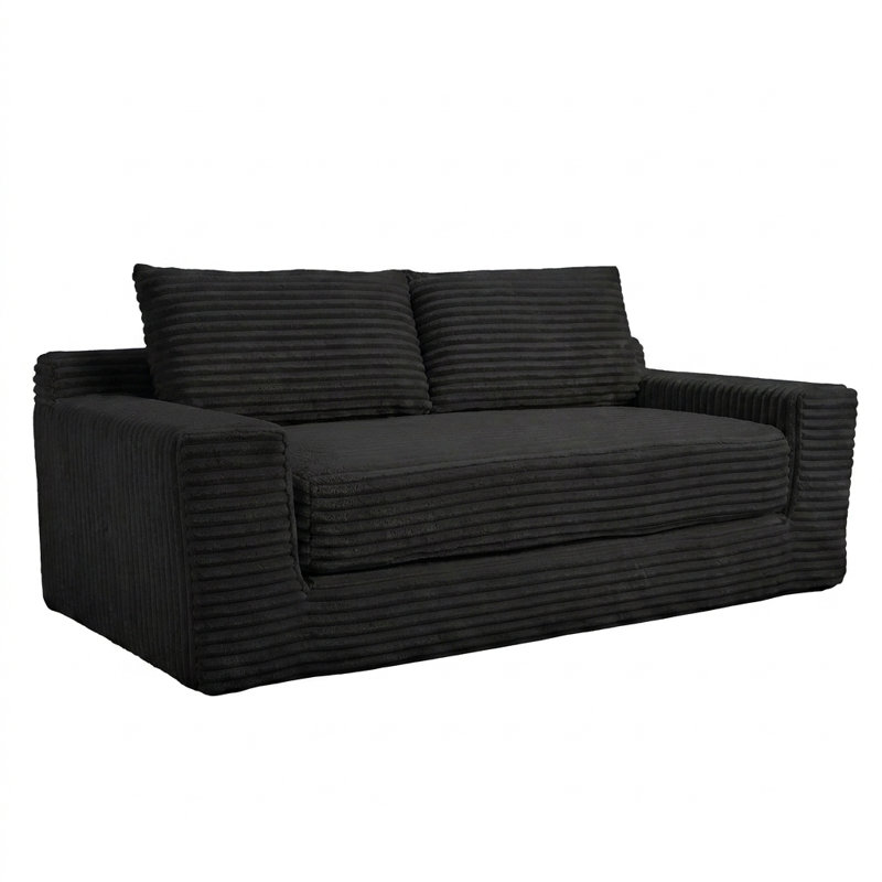 Canapé-lit 56 po convertible en mousse viscoélastique compacte - Velours côtelé, aucun assemblage requis, Black