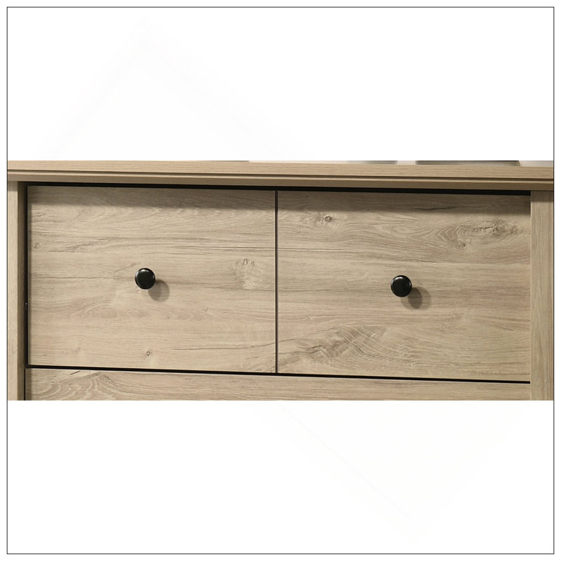 Commode 4 tiroirs avec poignées noires Elara, Chêne clair