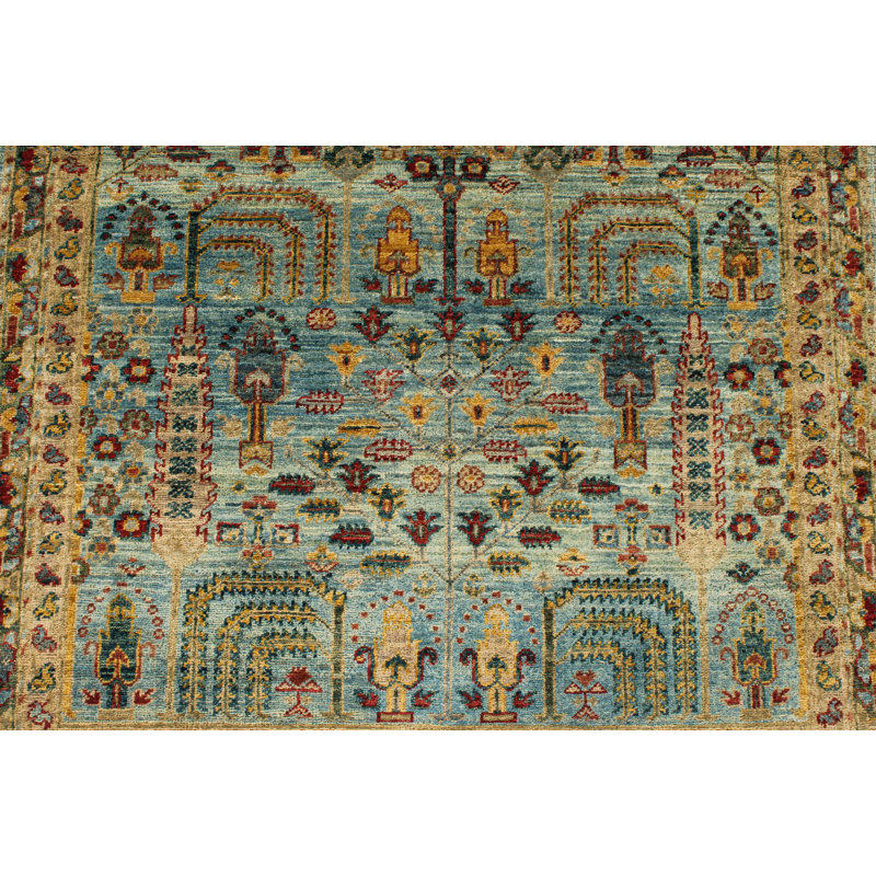 3x5 Blue and Rust Traditional Rug