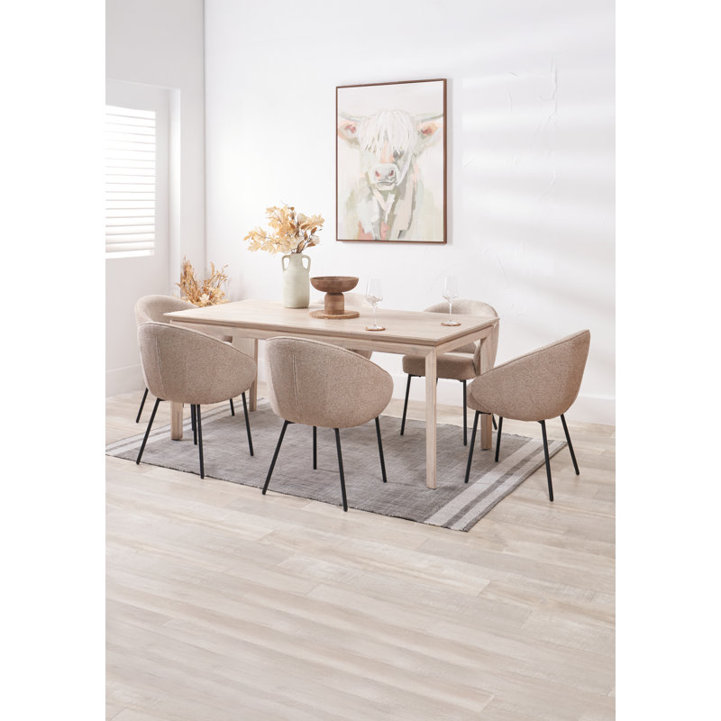 Takierra Acacia Solid Wood Top Dining Table, White Sand