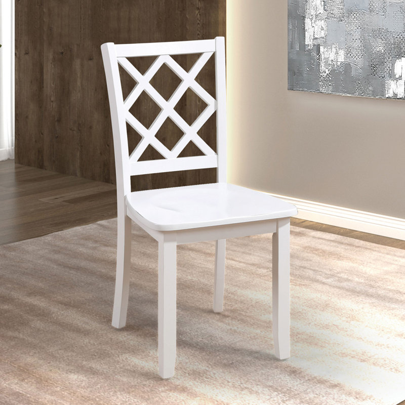 Ensemble de table de salle à manger 5 pièces de style transitionnel à finition blanche 1 table et 4 chaises de table rectangulaire
