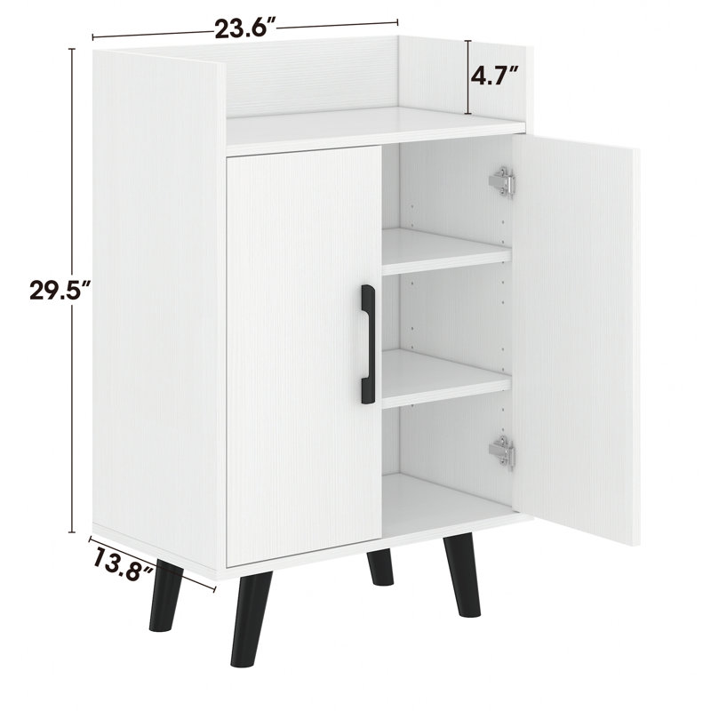 Shoe Cabinet, 3-Tier Freestanding Shoe Rack With Doors And Legs FSSR023, Ivory White