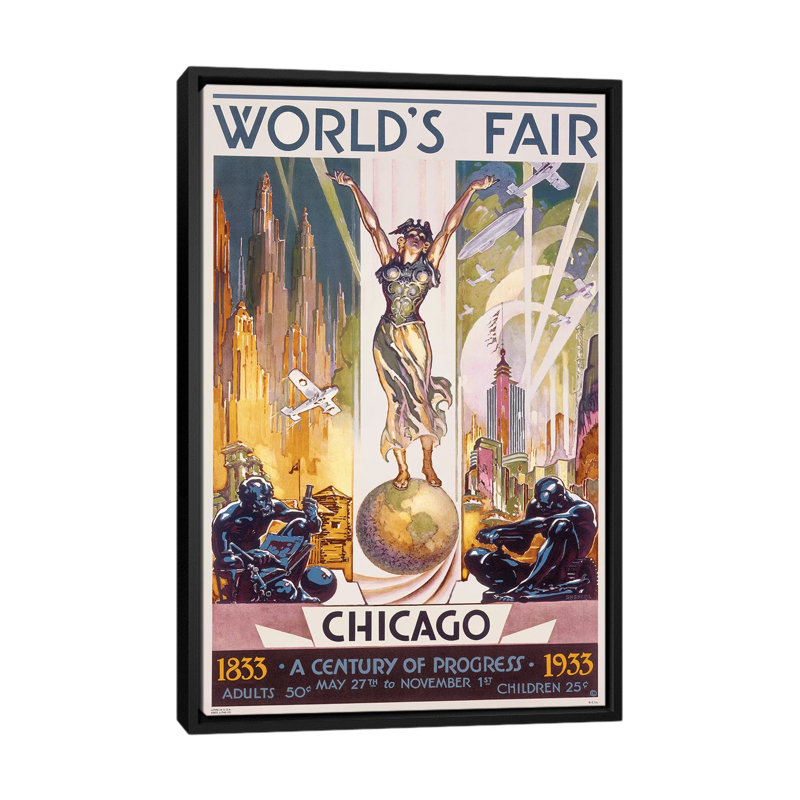 « chicago world fair, 1933 » par glen c. sheffer, impression sur toile tendue, H 26 po x l 18 po x P 1,5 po, Pas de tapis